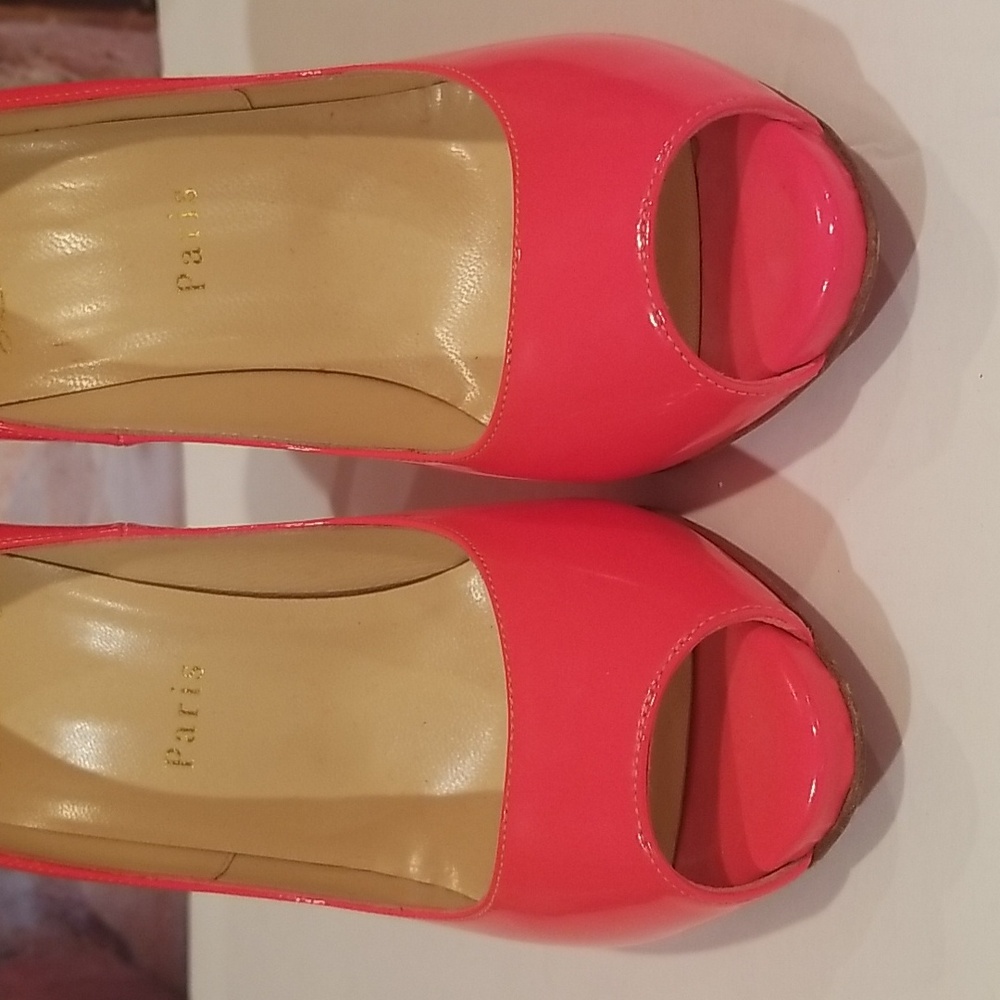 Christian Louboutin peep toe neon pink sexy heels - Picture 10 of 16
